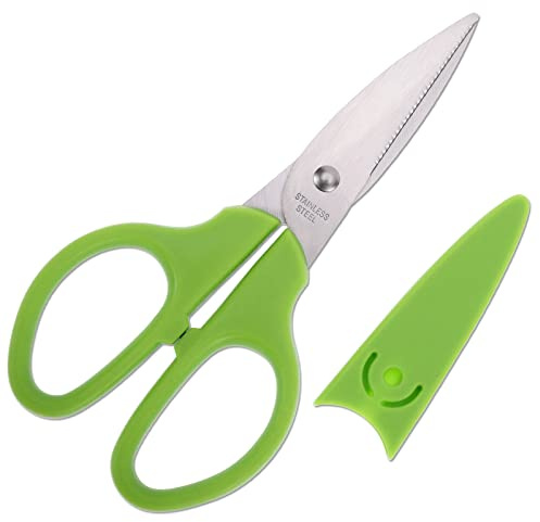 HITOPTY Green Multipurpose Scissors, 6in Straight Sturdy Sharp Scissors for Office School Student Home General Use Sewing Fabric Craft Supplies with Cover