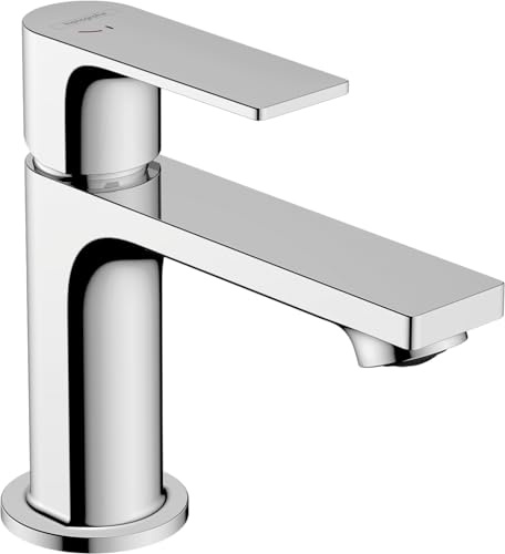 hansgrohe Rebris E - Tvättställsblandare med lyftventil, energibesparande (CoolStart), Vattenkran badrum med utloppshöjd 84 mm, Badrumskran vattenbesparande (EcoSmart+), krom, 72587000