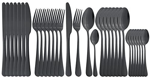 Set de couverts 32 pièces couverts roses Set de couverts en acier inoxydable Couteau de table Fourchette Cuillère Couverts Fête Ensemble d'ustensiles de cuisine Décoration en acier inoxydable