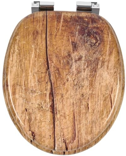 WC Sitz Doppelte Absenkautomatik Toilettendeckel mit Absenkautomatik Toilettensitz passend für alle handelsüblichen WC-Becken einfache Montage Universal Holz F230