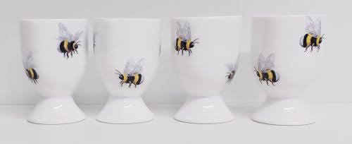 Juego de 6 hueveras de porcelana fina, decoradas a mano en Reino Unido