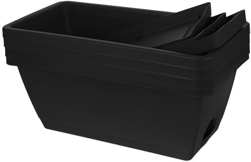 POPETPOP 4stücke Rechteckige Pflanzgefäße Für Zimmerpflanzen Mit Tabletts Pflanzkasten Für Innenbereich Und Außenbereich Blumentopf Aus Kunststoff Für Fensterbänke Balkone Und