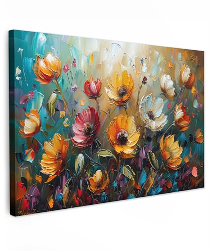 MuchoWow© Wandbilder Groß 120x80 cm XXL Wohnzimmer Wanddeko Schlafzimmer Zimmerdeko Wandgemälde Zimmer Deko auf Wand Dekoration Wall Art Aquarell - Blumen - Kunst - Modern