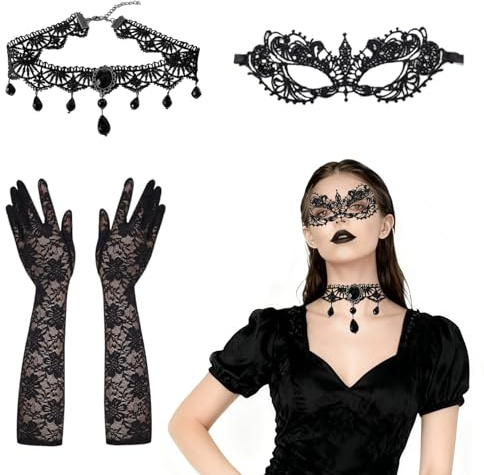 ARONRAVE Gothic Schmuck Damen 4PCS Gothic Halskette Set Halloween Steampunk Damen Gothic Schmuck Accessoires Halloween SchmuckDamen für Maskenball Karneval Maskerade