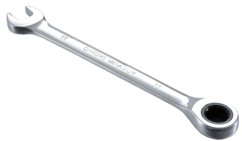 HOHXEN Llave de Trinquete de 11 mm, Llave Combinada Llave de Trinquete de Cabeza Fija Llave Combinada, Acero al Cromo Vanadio - 1 Pieza