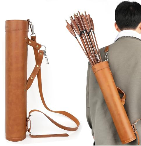 Poearcus Bogenschießen Pfeilköcher Traditionelle handgefertigte Leder Pfeiltasche kann über die Schulter oder über die Taille getragen Werden Pfeiltasche für die Jagd und Zielübungen