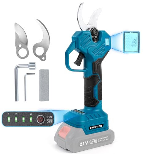 Akku Astschere Elektrische Gartenschere 55 mm Öffnungsgröße für Makita 18V, Bürstenlosen Motor Elektrisch Astsäge Batterie Baumscheren Schere LCD zum Beschneiden von Bäumen Obstbäumen (ohne Akku)