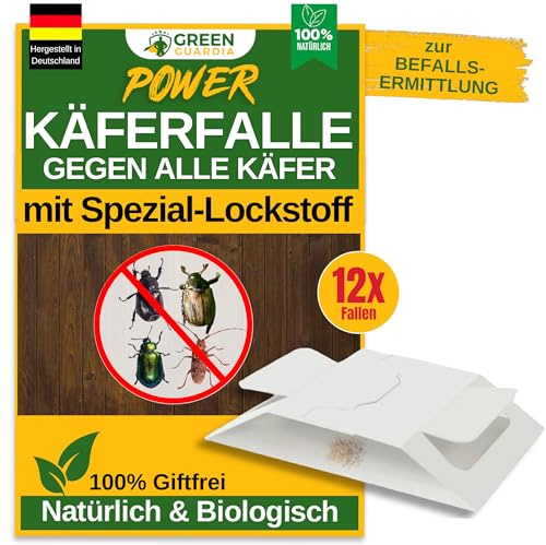 Käfer Falle mit Spezial-Lockstoff - 12x Käfer Fallen - umweltfreundlich alle Käfer bekämpfen, Chemiefreie Falle mit starker Klebefläche, giftfrei & geruchsneutral