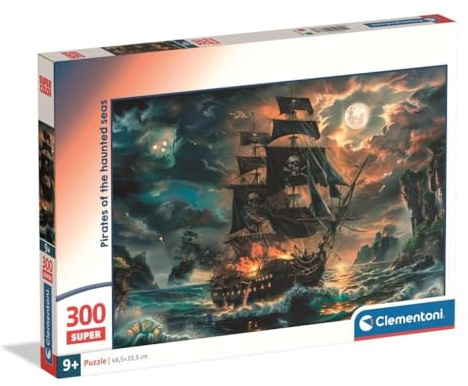 Clementoni - Puzzle per Bambini 300 Pezzi Supercolor, per Bambini 9+ Anni, Illustrazione con Nave Pirata, Idea Regalo, Made in Italy, 48,5x33,5 cm, 21738