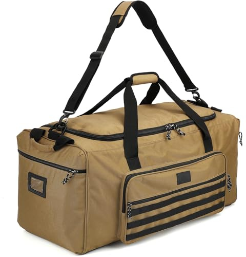 TONRUYN 120L Extra Large Gym Duffle Bag for Men Women with Shoes Compartment Heavy Duty Tactical Sports Duffel Bag Big Football Baseball Basketball Soccer Hockey Team Equipment Bag, Brown