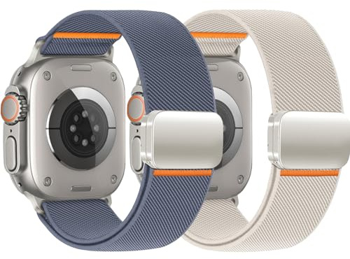 Magnetica Deportivo Correa para Correa Apple Watch Ultra/2 49mm 46mm 45mm 44mm 42mm 41mm 40mm 38mm Mujer Hombre,Elasticos Nylon Respirable Bracelet iwatch para Apple Watch Series 10 9 8 7 6 5 4 3 2 SE