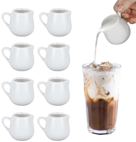 Brocca per latte in porcellana, piccolo tipo, in ceramica, bianco, mini caraffa per latte in ceramica, per cappuccino, latte e salse