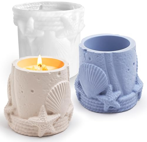 Ozean Meer Muschel Seestern Aufbewahrungsgläser Silikonformen Gießformen Sommer Marine Storage Jar Organizer Gießformen Silikon Ozean Sea Shell Starfish Zylindrisch Kerze Jars Containers Silikonform