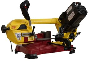 Starrett Portable Benchtop Bandsaw Machine, 230V, Automatic & Manual Functions, Straight & Mitre Cuts, Variable Speed, Yellow