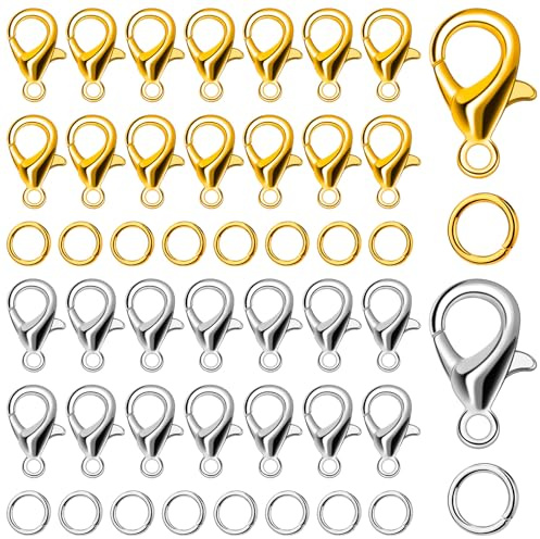 Doxiru 700-teiliges Armbandverschluss-Set für Schmuckherstellung | 100 Verschlüsse und 600 Biegeringe in Gold und Silber, passend für Armbänder, Halsketten, Schmuckbastelarbeiten