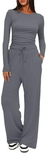 CheChury Dräkt Set Dam Loungewear Byxor Mode Set Stickad Träningsoverall Träningsoverall Tvådelad Casual Hem Långa Byxor Vår Höst Träning Sportkläder Bekväm Höst Vinter