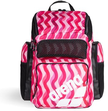 Arena Mochila One Go para Nadadores, Atletas, Deportes, Gimnasio, Multideporte, Mochila de día, Equipo de Entrenamiento, Bolsa de natación para Hombres y Mujeres, 45 litros, Estampado de Ondas de
