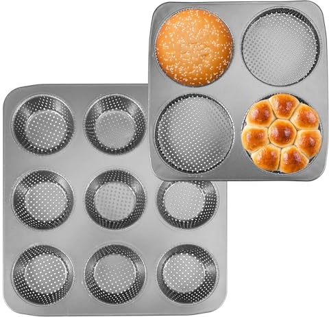 2 moldes para hamburguesas de acero al carbono, antiadherente, diferentes tamaños, cavidades grandes para hamburguesas, pan