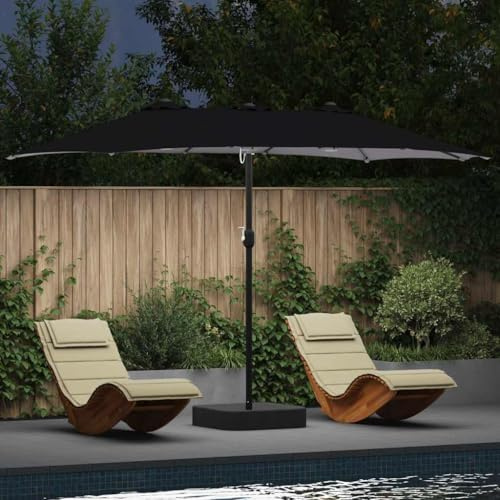 INLIFE Parasol de Jardin Noir 385 x 209 x 244 cm Tissu