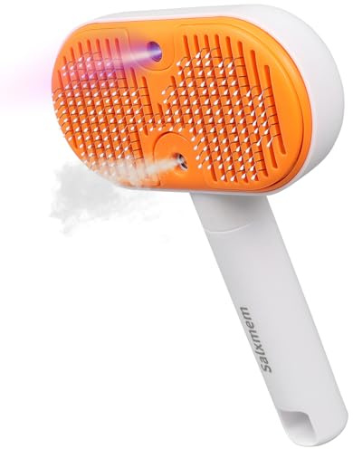 Cat Brush with Release Button, 3-in-1Pet Steam Brush for Shedding, Grooming | Rechargeable Pet Spray Brush, Cool Mist Anti-Static No-Flyaway, Self-Cleaning, for Short Haired & Long Haired Cats and Dogs