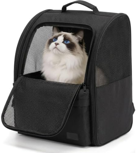 HundeRucksack & KatzenRucksack verschleißfestes bis8kg Katzen Tragerucksack | Haustier Rucksack für Kleine Haustiere Faltbare Katzenrucksack Hunde mit Netzfenster Innerer Sicherheitsleine Haustiermatte