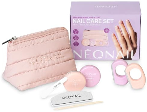 NÉONAIL Japanese Manicure Ritual – Kit manicura japonesa con neceser, kit pulido y lima de uñas - cuidado para uñas naturales y brillantes - set manicura para uñas frágiles