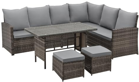 SVITA Monroe Garten-Lounge Set Polyrattan Lounge-Möbel Sitzgruppe Braun