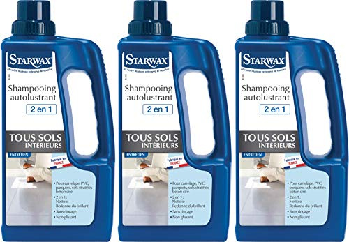 STARWAX Shampooing Auto lustrant 2en1 Tous Sols Intérieurs 1L - Lot de 3