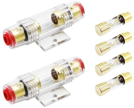 Carviya 4-8 Gauge AWG Inline-Sicherungshalter mit zwei 60A AGU Typ Sicherungen für Auto-Audio/Alarm/Verstärker/Kompressoren (2 Stück)