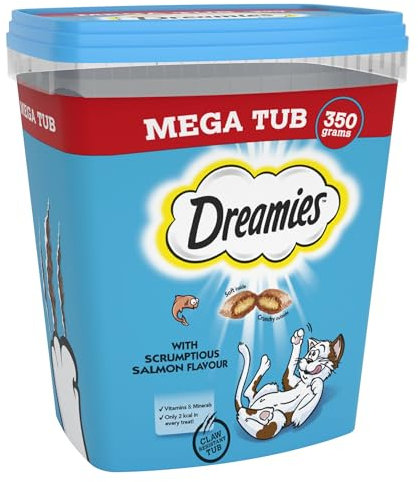 Dreamies Cat Treats, Tasty Snacks with Delicious Salmon Flavour, Pack of 2 (2 x 350 g)