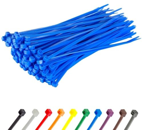 GTSE 100 Pack of Blue Cable Ties, 200mm x 2.5mm Premium Tie Wraps, Nylon Zip Ties | UV Resistant, Self-Locking Nylon Cable Ties - 18lb Strength - For Wire, Cable & Cord Management Indoors or Outdoors