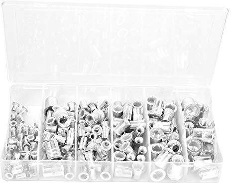 190-teiliges Flachkopf-Nietmuttern-Kit, Muttern Blindnietmuttern Aluminium-Gewindebefestigungseinsatz Nutsert-Kappen-Nietsortiment, M3-M10