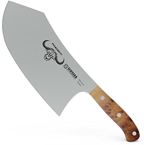 Giesser seit 1776 - Made in Germany - Hackbeil 22 cm Tree of Life, PremiumCut Butcher No 1, Hackmesser, Thuja, holzgriff, rostfrei, deutsches Grillmesser scharf