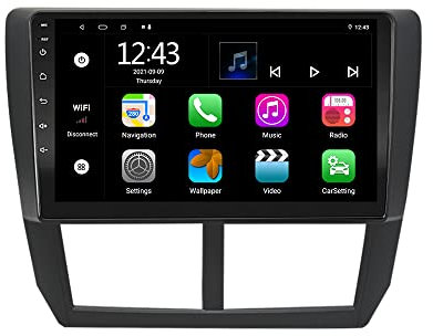 EZoneTronics Android Autoradio Stereo per Subaru Forester 2008-2012 con Wireless Carplay Android Auto 9 pollici Touch Screen Navigazione GPS SWC Bluetooth USB WiFi FM RDS Radio Player 2G RAM+32G ROM