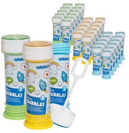 alldoro 60635 Seifenblasen 36er Set, mit Labyrinth-Spiel & Pustestäbchen, Gastgeschenk oder Mitbringsel für Kindergeburtstag, Party & Hochzeit