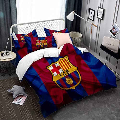 Equipo De Fútbol Funda Nórdica Poliéster Ropa De Cama para Niños Funda Nórdica Y Funda De Almohada Algodón De 90 Hilos(150x200cm)-Cama de 90