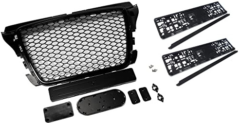 Kompatibel mit A3 8P Kühlergrill Wabengrill Front Grill mit Emblemhalter Kennzeichenhalter PDC 08-13