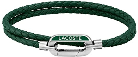 Lacoste STARBOARD-kollektionsarmband för män med dubbelomslag flätat grönt läder - 2040111