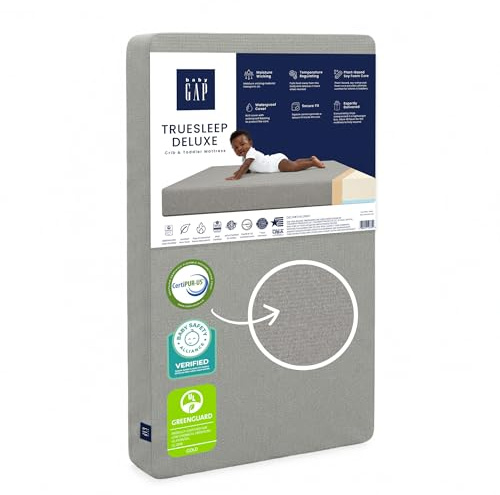 GAP babyGap TrueSleep 2-Stage Deluxe Crib and Toddler Mattress - Waterproof - GREENGUARD Gold Certified – Temperature Regulating – Moisture Wicking
