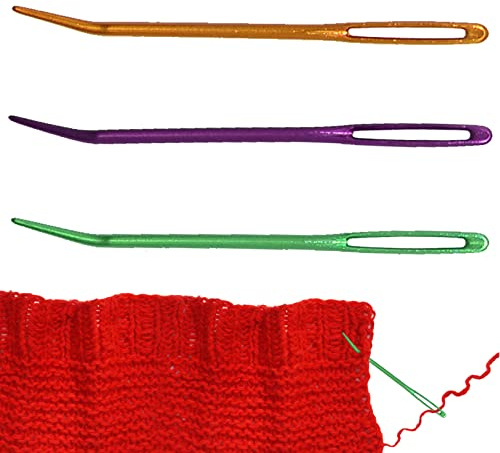 3pcs Bent Tapestry Needles,Large Eyes Blunt Yarn Needles Knitting Darning Needles Sewing Needles Weaving Needles,Aluminum Large-Eye Blunt Yarn Needles for Wool Macrame Needle Hand Stitch DIY Crafts