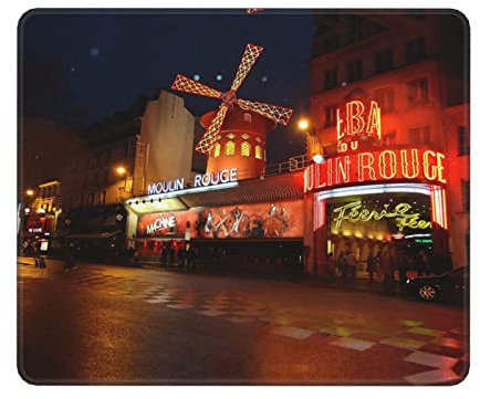 Moulin Rouge bedrucktes Mauspad mit rutschfester Gummiunterseite, Gaming-Mauspad für kabellose Maus, Computer, Laptop, Büro, 25,9 x 21,1 cm