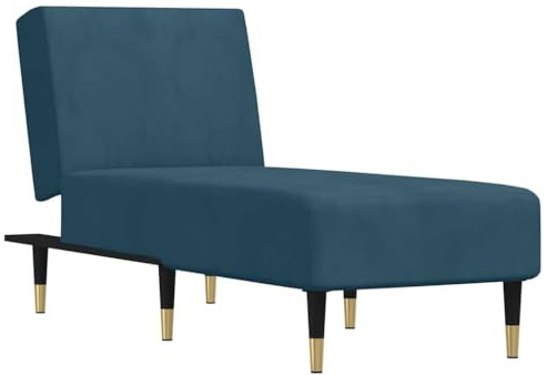 vidaXL Chaiselongue, Sofa in 3 Positionen zum Sitzen Entspannen Schlafen Verstellbar, Couch in Eleganter Optik, Liege Schlafsofa Loungesofa Liegesofa, Blau Samt