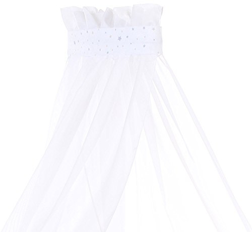 babybay Himmel Piqué mit Band passend für alle Modelle bis 96 cm Länge, weiß Sternemix Sand/azurblau