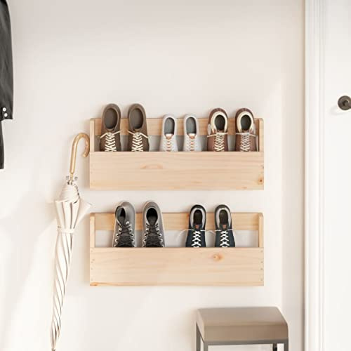 Tidyard 2 STK. Wand Schuhregal Schuhaufbewahrung Schuhorganizer Massivholz Kiefer 59x9x23 cm