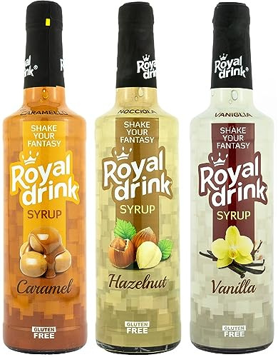 Royal Drink - Assortiment de Sirop (3 x 700ml) | Caramel, Vanille, Noisette | Pour le Café et les Cocktails | Gluten Free | Made in Italy