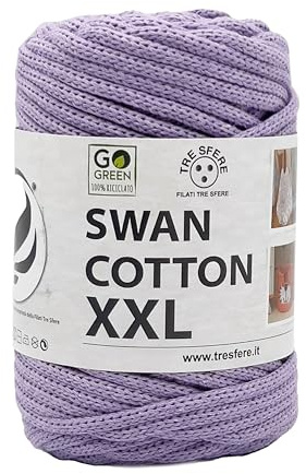 SWAN COTTON XXL (2516 - Lilla Chiaro), filato per borse, cappelli, cestini, sottopiatti, pochette composizione 70% cotone riciclato 30% poliestere, Bobina 250 Grammi 65 Metri