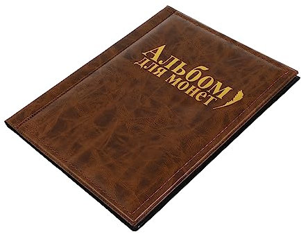 MAGICLULU Münzsammlung Album Für Münzen Braun Mit Transparenten Taschen Zur Sicheren Aufbewahrung Und Einfachen Ansicht Für Sammler