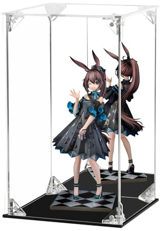 FHMIDIC Acryl Vitrine, transparente Actionfiguren Vitrine mit verspiegelter Rückseite, staubdichter Schaukasten, Alternative Glasvitrine für Sammlerstücke, Figuren, Modelle, Spielzeug (15 x15 x25 cm)