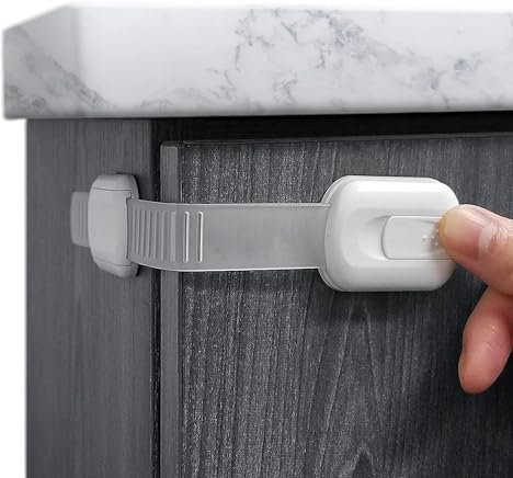 Baby Locks Gurte (8er-Pack) Kindersicherung für Schranksicherung, sicher, schnell und einfach, 3M-Kleber, für Schrank, Schublade, Tür, Verriegelung, keine Schrauben und Magnete, vielseitig einsetzbar