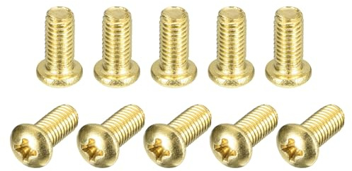 QUARKZMAN 20 Stück Messingschrauben Kreuzschlitz Messing Maschinenschrauben, M5x10mm Phillips Pan Head Befestigungsschrauben für Möbel, Büroausstattung, Elektronik